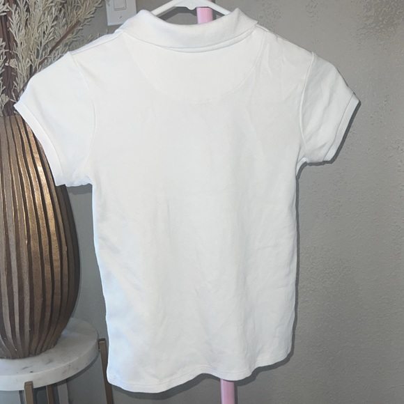 IZOD white shortsleeve polo shirt collar school uniform top Medium 10/12 Regular - Picture 6 of 8